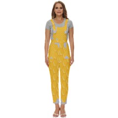 Hexagons Yellow Honeycomb Hive Bee Hive Pattern Women s Pinafore Overalls Jumpsuit by artworkshop