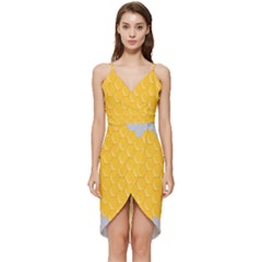 Hexagons Yellow Honeycomb Hive Bee Hive Pattern Wrap Frill Dress