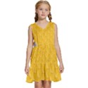 Hexagons Yellow Honeycomb Hive Bee Hive Pattern Kids  Sleeveless Tiered Mini Dress View1