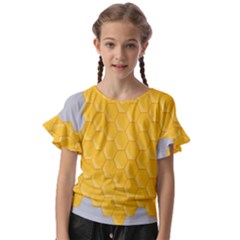 Hexagons Yellow Honeycomb Hive Bee Hive Pattern Kids  Cut Out Flutter Sleeves by artworkshop