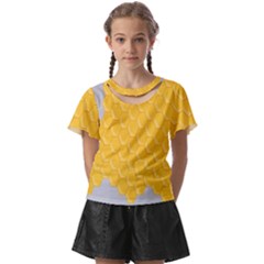 Hexagons Yellow Honeycomb Hive Bee Hive Pattern Kids  Front Cut Tee by artworkshop