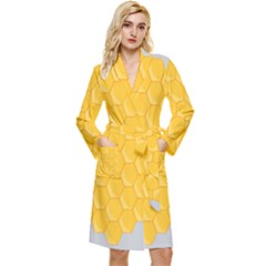 Hexagons Yellow Honeycomb Hive Bee Hive Pattern Long Sleeve Velour Robe by artworkshop