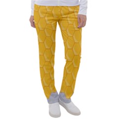 Hexagons Yellow Honeycomb Hive Bee Hive Pattern Women s Casual Pants