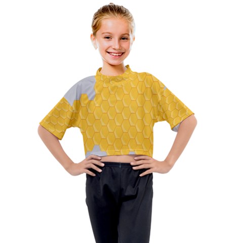 Hexagons Yellow Honeycomb Hive Bee Hive Pattern Kids Mock Neck Tee by artworkshop