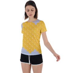 Hexagons Yellow Honeycomb Hive Bee Hive Pattern Back Circle Cutout Sports Tee by artworkshop