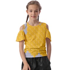 Hexagons Yellow Honeycomb Hive Bee Hive Pattern Kids  Butterfly Cutout Tee by artworkshop