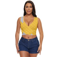 Hexagons Yellow Honeycomb Hive Bee Hive Pattern Women s Sleeveless Wrap Top