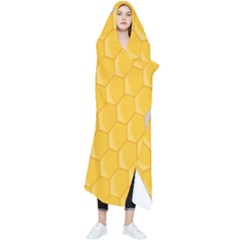 Hexagons Yellow Honeycomb Hive Bee Hive Pattern Wearable Blanket by artworkshop