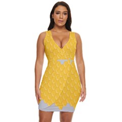 Hexagons Yellow Honeycomb Hive Bee Hive Pattern Draped Bodycon Dress