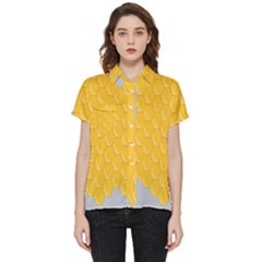 Hexagons Yellow Honeycomb Hive Bee Hive Pattern Short Sleeve Pocket Shirt by artworkshop