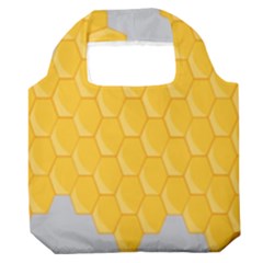 Hexagons Yellow Honeycomb Hive Bee Hive Pattern Premium Foldable Grocery Recycle Bag by artworkshop