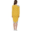 Hexagons Yellow Honeycomb Hive Bee Hive Pattern Long Sleeve V-Neck Bodycon Dress  View4