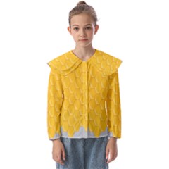 Hexagons Yellow Honeycomb Hive Bee Hive Pattern Kids  Peter Pan Collar Blouse