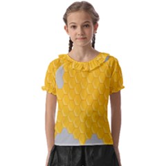 Hexagons Yellow Honeycomb Hive Bee Hive Pattern Kids  Frill Chiffon Blouse by artworkshop