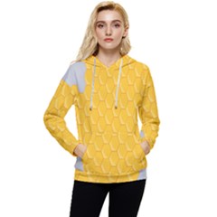 Hexagons Yellow Honeycomb Hive Bee Hive Pattern Women s Lightweight Drawstring Hoodie