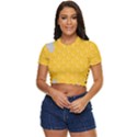 Hexagons Yellow Honeycomb Hive Bee Hive Pattern Side Button Cropped Tee View1