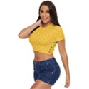 Hexagons Yellow Honeycomb Hive Bee Hive Pattern Side Button Cropped Tee View2