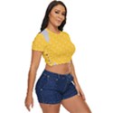 Hexagons Yellow Honeycomb Hive Bee Hive Pattern Side Button Cropped Tee View3