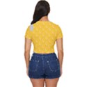 Hexagons Yellow Honeycomb Hive Bee Hive Pattern Side Button Cropped Tee View4