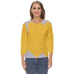 Hexagons Yellow Honeycomb Hive Bee Hive Pattern Cut Out Wide Sleeve Top