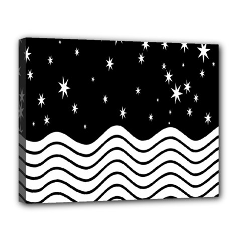 Black And White Waves And Stars Abstract Backdrop Clipart Canvas 14  X 11  (stretched) by Amaryn4rt