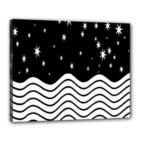 Black And White Waves And Stars Abstract Backdrop Clipart Canvas 20  X 16  (stretched) by Amaryn4rt