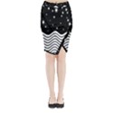 Black And White Waves And Stars Abstract Backdrop Clipart Midi Wrap Pencil Skirt View1