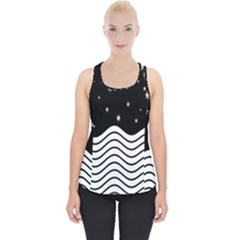 Black And White Waves And Stars Abstract Backdrop Clipart Piece Up Tank Top by Amaryn4rt