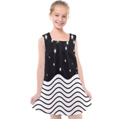 Black And White Waves And Stars Abstract Backdrop Clipart Kids  Cross Back Dress by Amaryn4rt