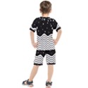 Black And White Waves And Stars Abstract Backdrop Clipart Kids  Tee and Shorts Set View2