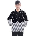 Black And White Waves And Stars Abstract Backdrop Clipart Men s Half Zip Pullover View1