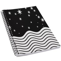 Black And White Waves And Stars Abstract Backdrop Clipart 5 5  X 8 5  Notebook by Amaryn4rt