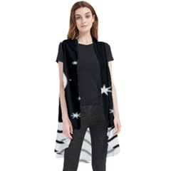 Black And White Waves And Stars Abstract Backdrop Clipart Sleeveless Chiffon Waistcoat Shirt