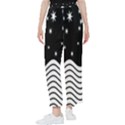 Black And White Waves And Stars Abstract Backdrop Clipart Women s Pants  View1