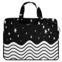 Black And White Waves And Stars Abstract Backdrop Clipart Macbook Pro 16  Double Pocket Laptop Bag  by Amaryn4rt