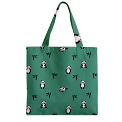 Pandas Pattern Zipper Grocery Tote Bag by artworkshop