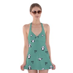 Pandas Pattern Halter Dress Swimsuit  by artworkshop