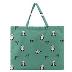 Pandas Pattern Zipper Large Tote Bag by artworkshop