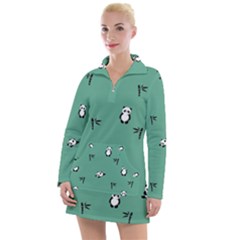 Pandas Pattern Women s Long Sleeve Casual Dress by artworkshop