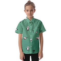 Pandas Pattern Kids  Short Sleeve Shirt by artworkshop