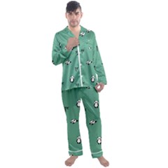 Pandas Pattern Men s Long Sleeve Satin Pajamas Set by artworkshop