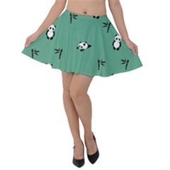 Pandas Pattern Velvet Skater Skirt by artworkshop