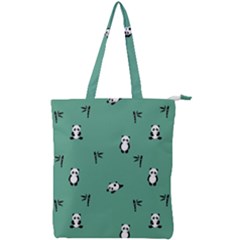 Pandas Pattern Double Zip Up Tote Bag by artworkshop