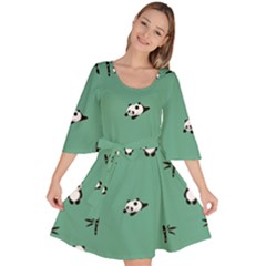 Pandas Pattern Velour Kimono Dress by artworkshop