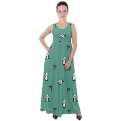 Pandas Pattern Empire Waist Velour Maxi Dress by artworkshop