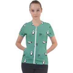 Pandas Pattern Short Sleeve Zip Up Jacket by artworkshop