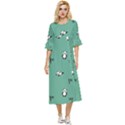 Pandas Pattern Double Cuff Midi Dress View1