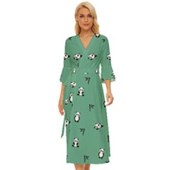 Pandas Pattern Midsummer Wrap Dress