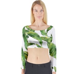 Sheets Tropical Plant Palm Summer Exotic Long Sleeve Crop Top by artworkshop