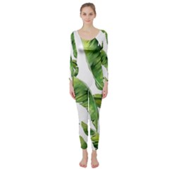 Sheets Tropical Plant Palm Summer Exotic Long Sleeve Catsuit by artworkshop